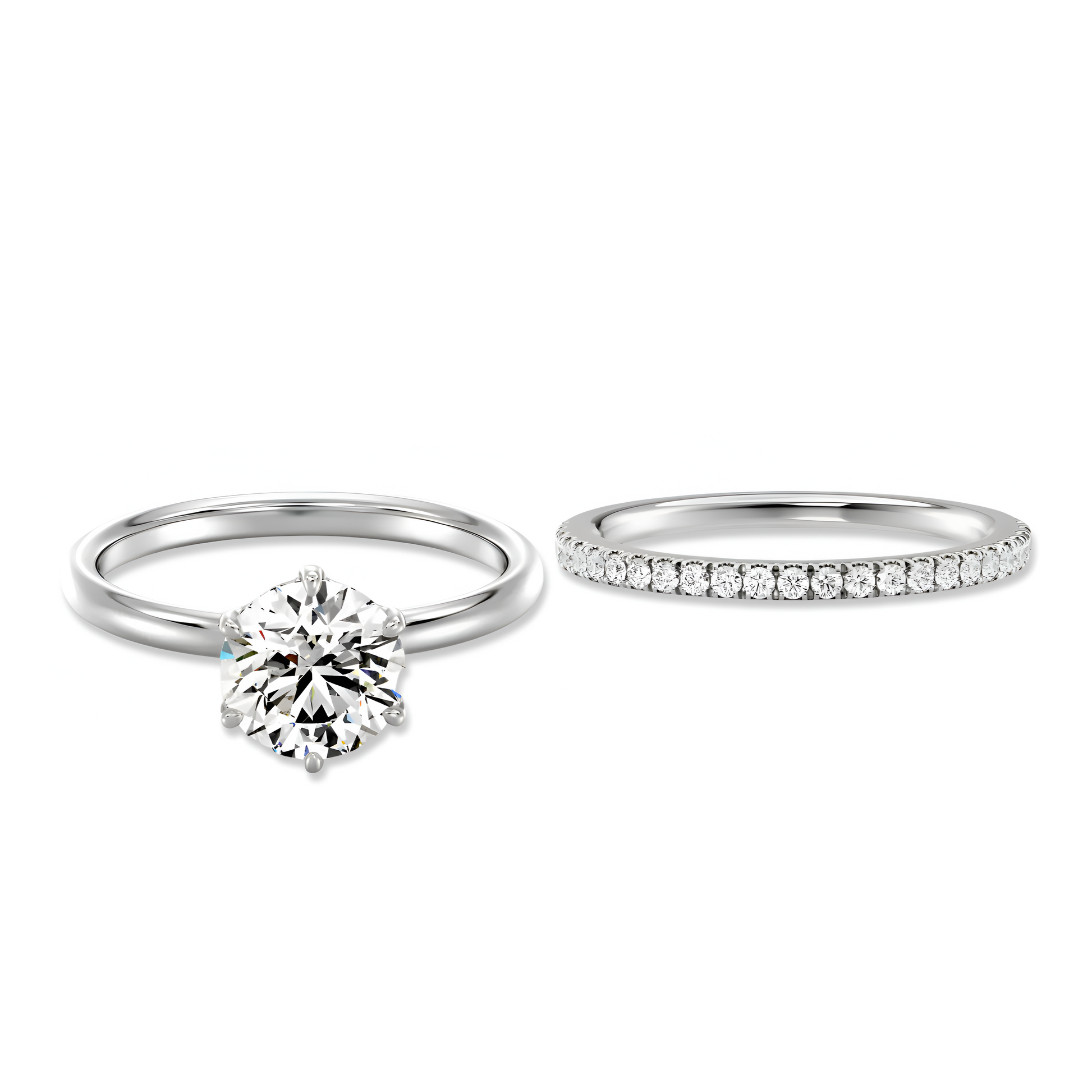 3.0ct Round Brilliant Solitaire Ring with Pavé Band MG ESSENCE