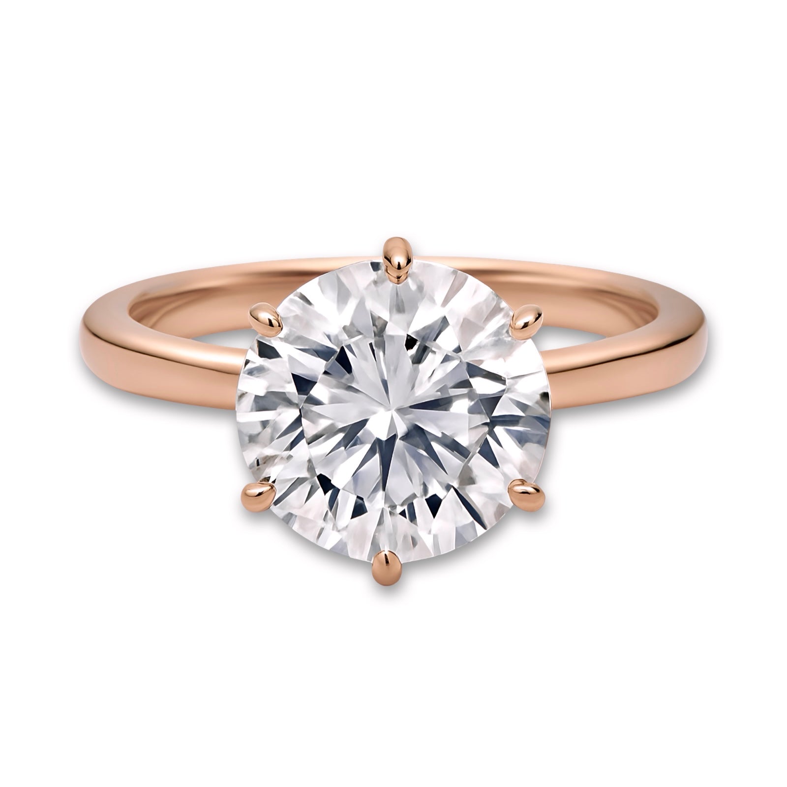 MG Lumina™ 10.0ct Round Brilliant Solitaire Ring – 9ct / 14ct / 18ct Rose Gold MG ESSENCE