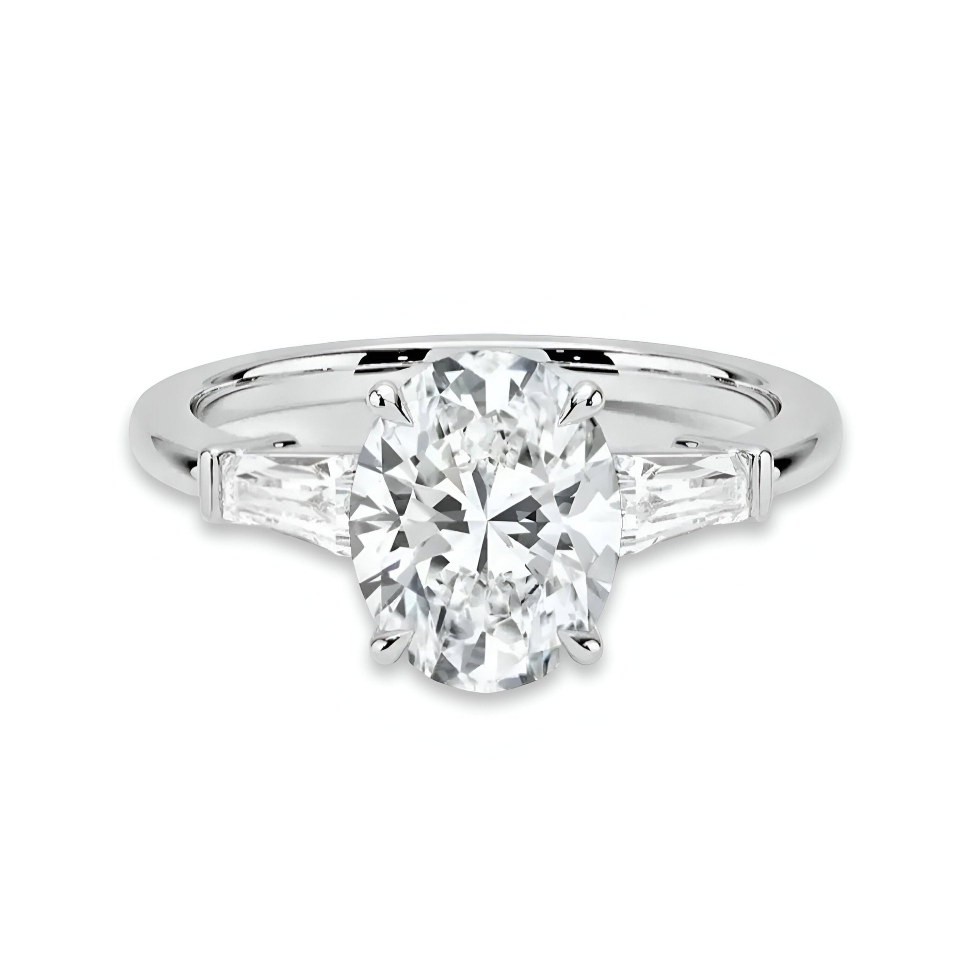 MG ELYSIA™️ 2.0ct Oval Cut with Emerald Side Stones MG ESSENCE