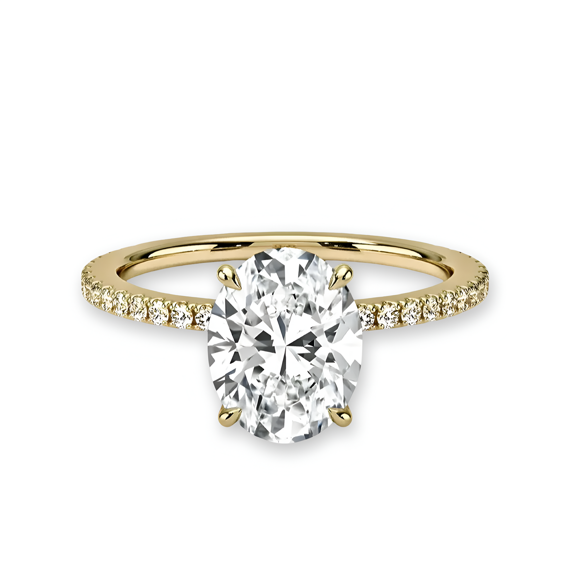 2.0 CT GOLD OVAL CUT W/ HIDDEN HALO MG Essence