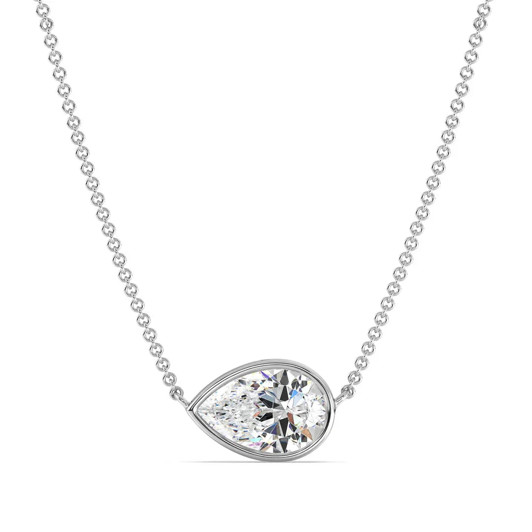 Pear Cut Silver Necklace - MG ESSENCE