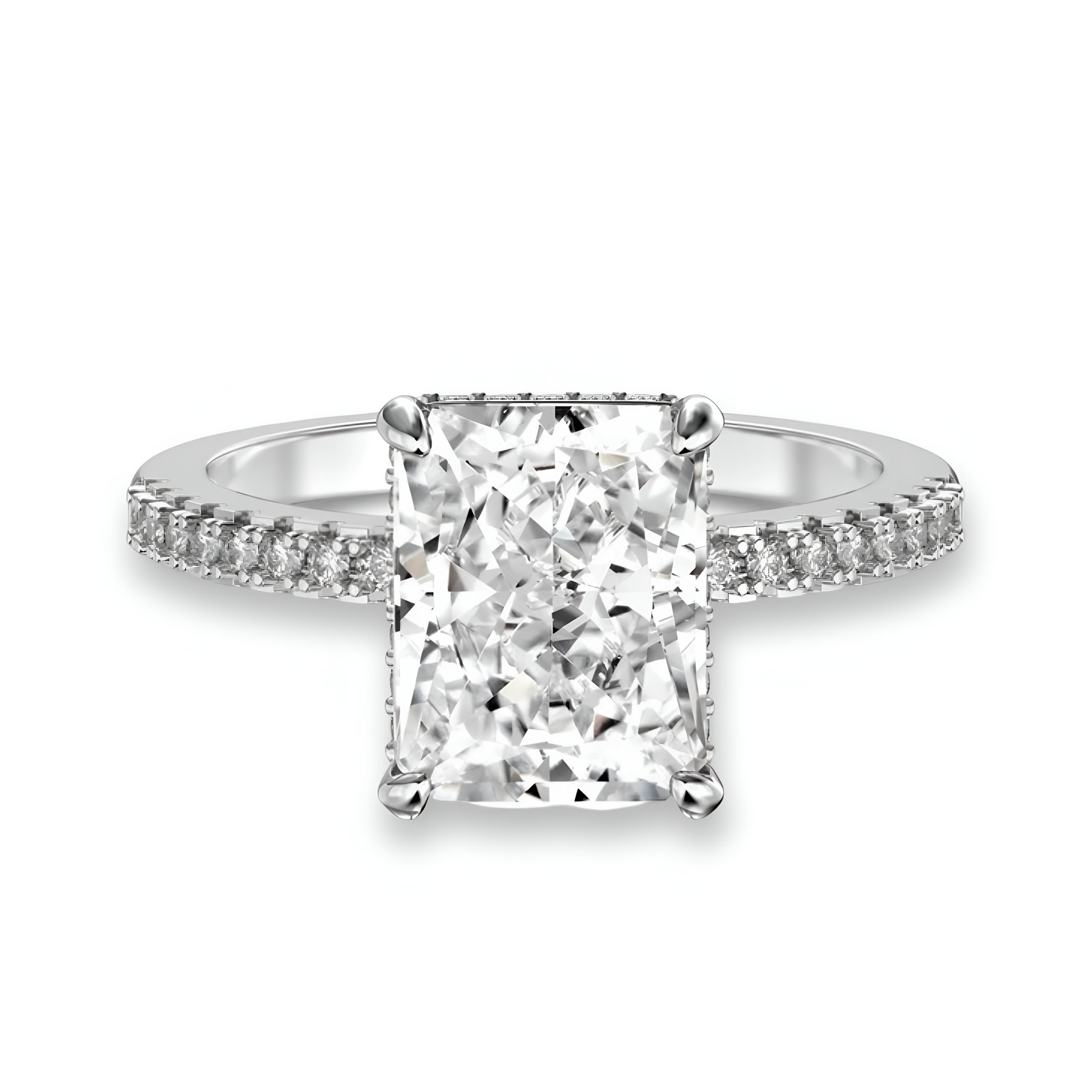 MG Vanter Glow 4.0CT Radiant Cut W/ Hidden Halo & Pavé MG Essence