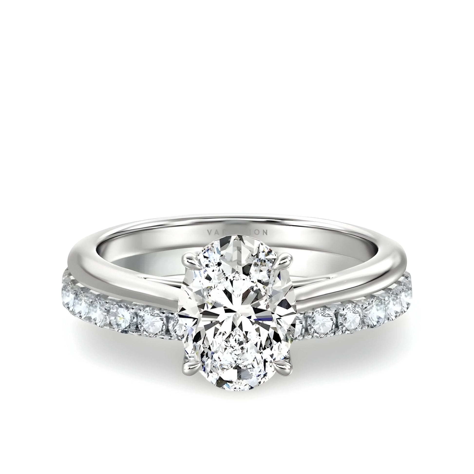 3.0CT OVAL CUT W/ SHARED PRONG PAVE BAND - MG ESSENCE
