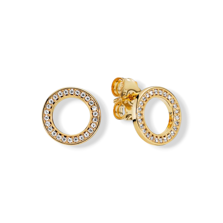 14k Gold Plated Stud Earrings with clear Moissanite Gemstones - MG ESSENCE