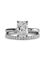3.0CT Radiant Cut Hidden Halo Bridal Set