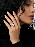 3.0ct Oval Cut Hidden Halo Solitaire – Sterling Silver & White Gold Edition