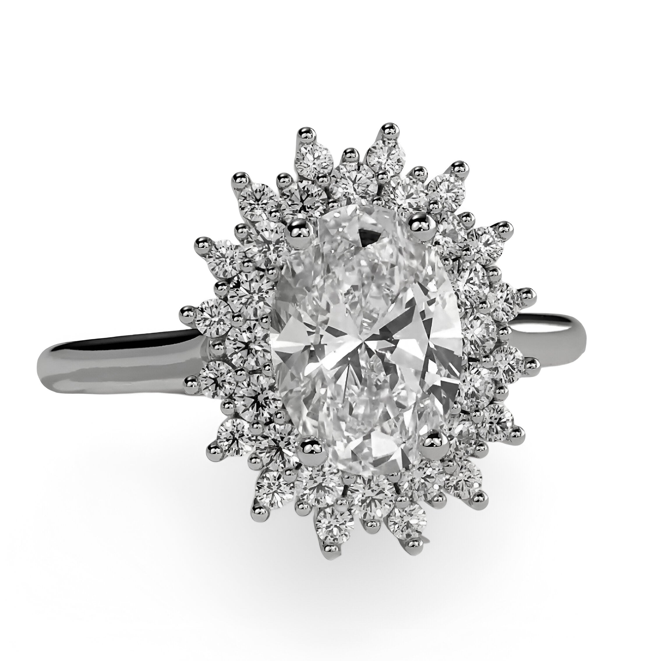 MG SIGNATURE™️ 2.0CT Cathedral Oval Halo Ring - Sterling Silver