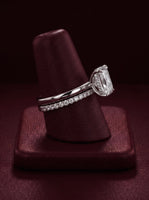 3.0CT Radiant Cut Hidden Halo Bridal Set