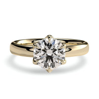 2.0ct Round Brilliant Solitaire with Petal-Style Six-Prong Setting – 9–18K Yellow Gold