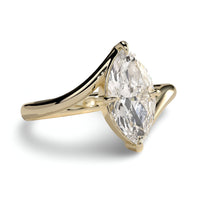 Marquise Cut Bypass Solitaire Ring - 9-18K Yellow Gold