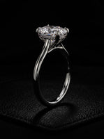 3.0ct Elongated Cushion Moissanite Solitaire | Hidden Halo & Cathedral Setting