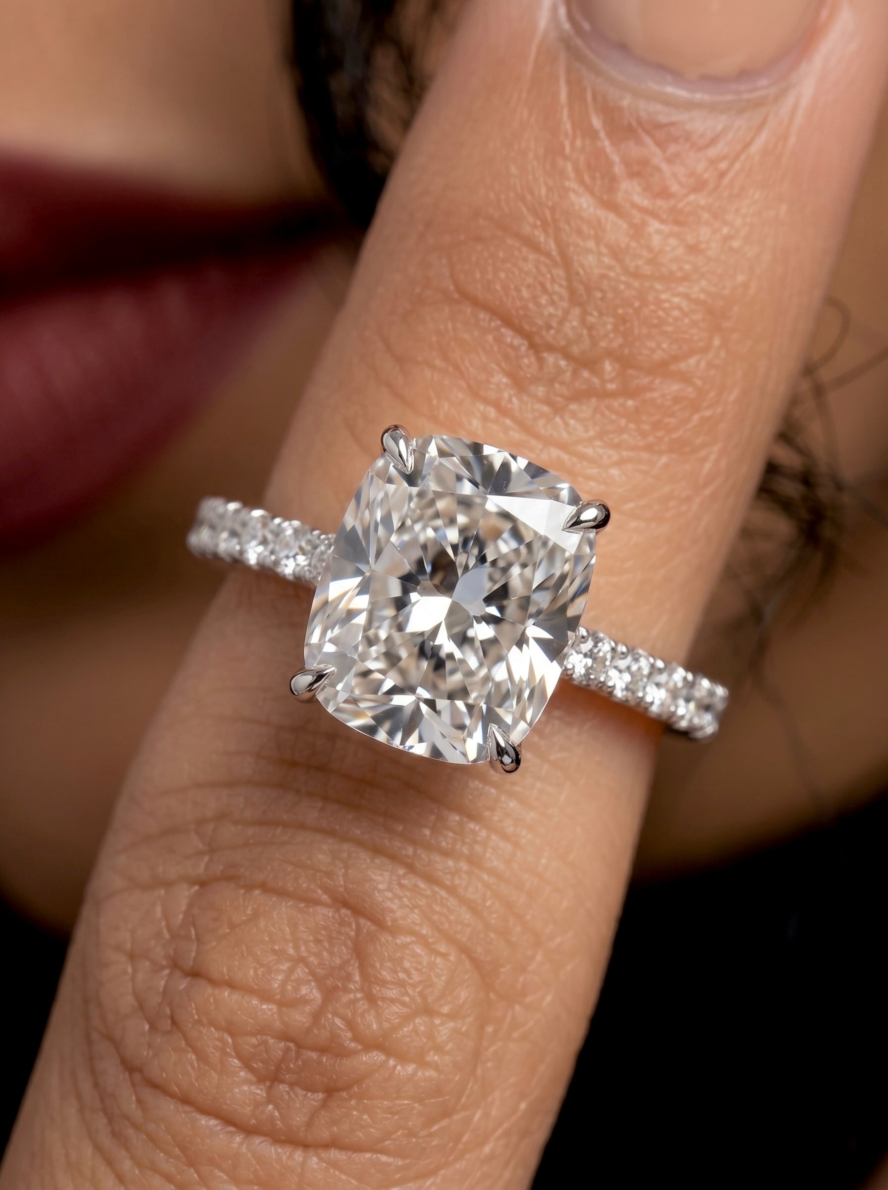 3.0CT CUSHION CUT HIDDEN HALO PAVÉ ENGAGEMENT RING