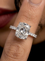 3.0CT CUSHION CUT HIDDEN HALO PAVÉ ENGAGEMENT RING