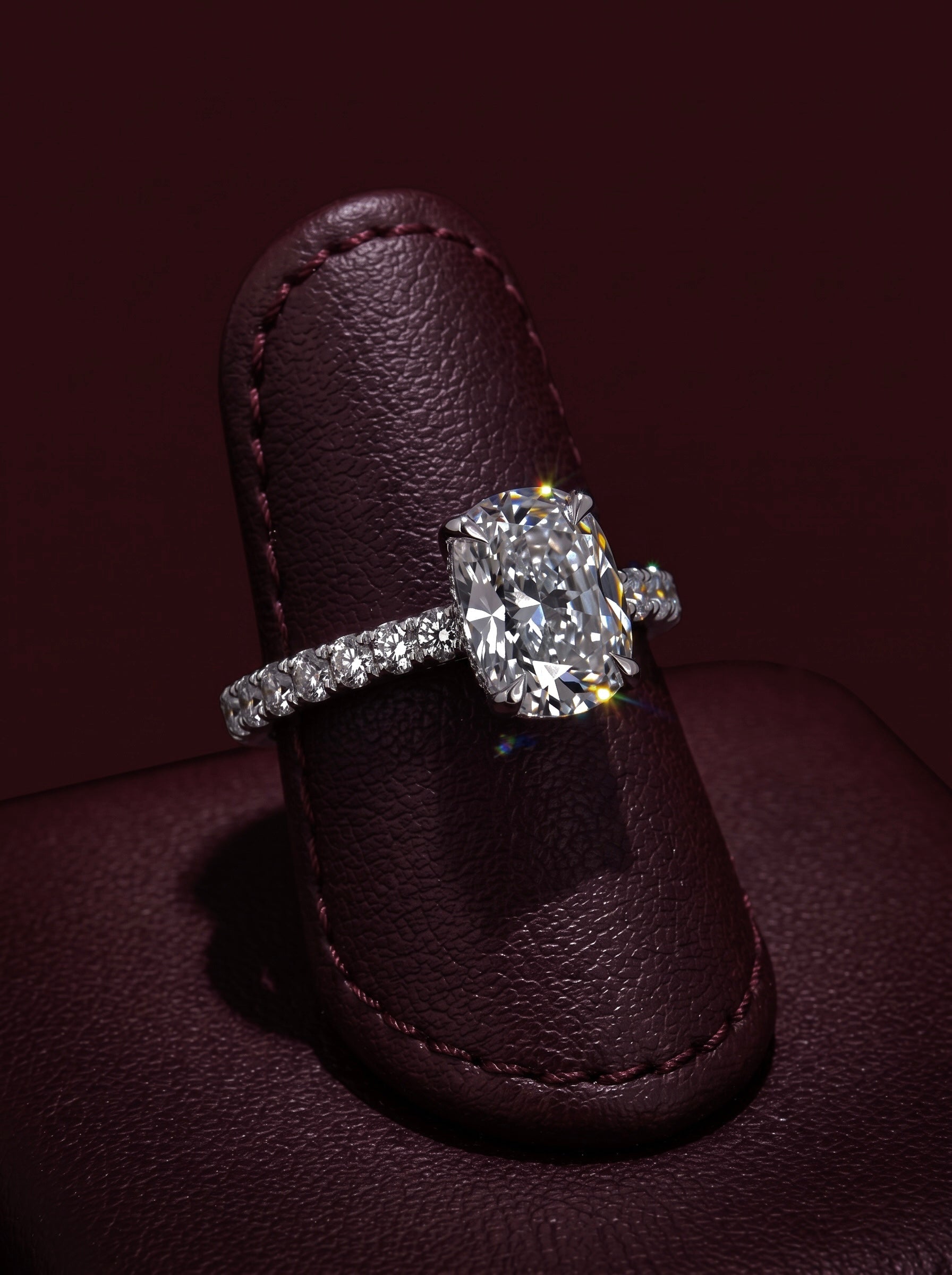 3.0CT CUSHION CUT HIDDEN HALO PAVÉ ENGAGEMENT RING