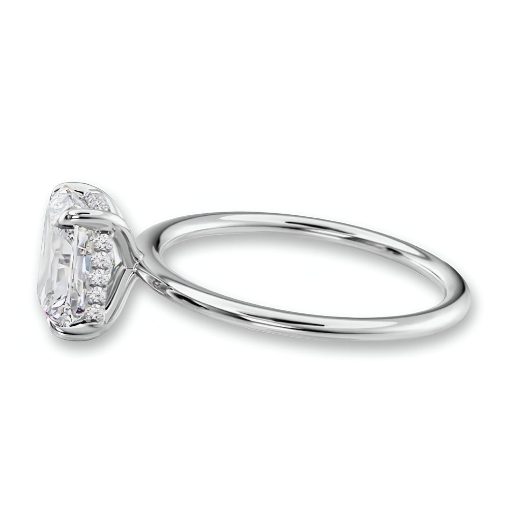 4.0CT Radiant Cut W/ Hidden Halo Set in Pavé MG ESSENCE