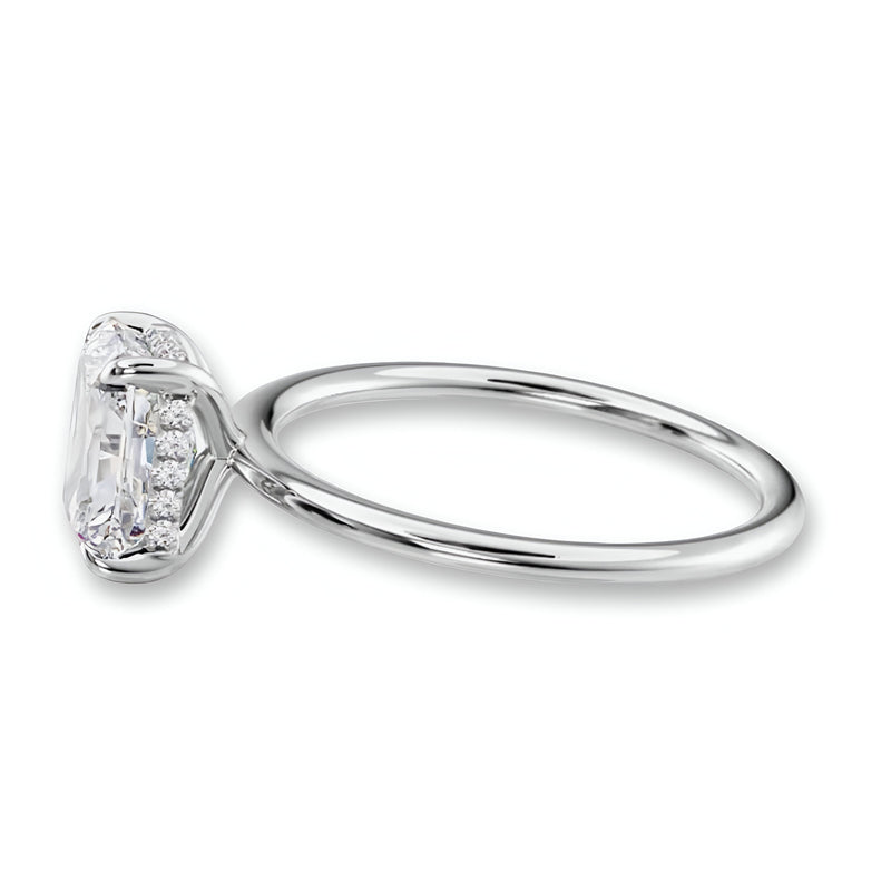 4.0CT Radiant Cut W/ Hidden Halo Ring in Sterling Silver
