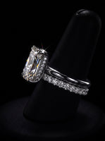 3.0CT Radiant-Cut Moissanite · Hidden Halo · Solitaire Setting · Sterling Silver / White Gold