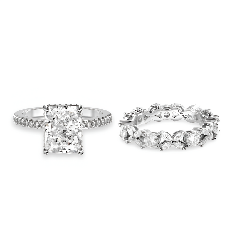 4.0CT RADIANT CUT™️ with Hidden Halo & Additional Mixed Marquise Band
