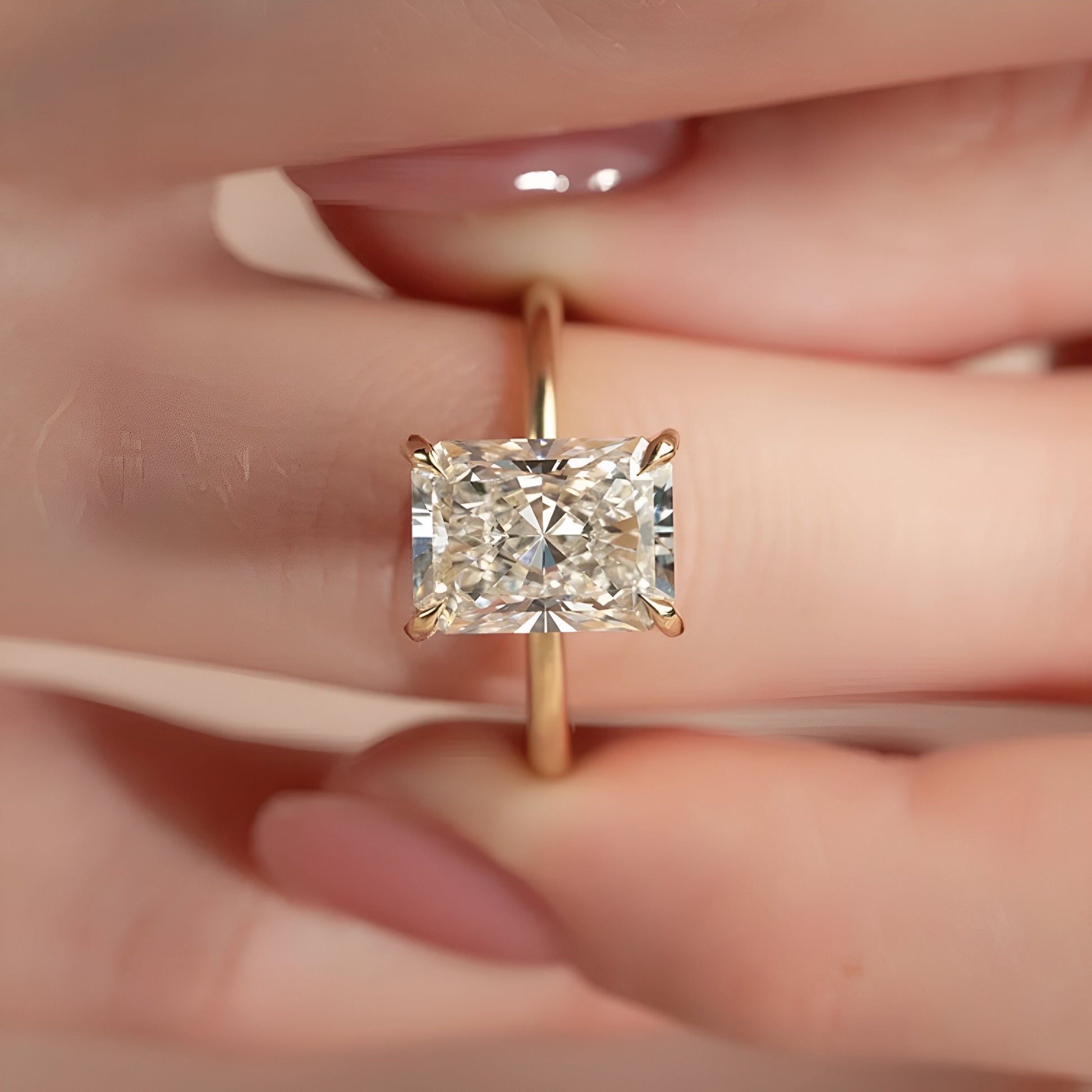 3.0CT Radiant Cut W/ Hidden Halo Ring MG ESSENCE