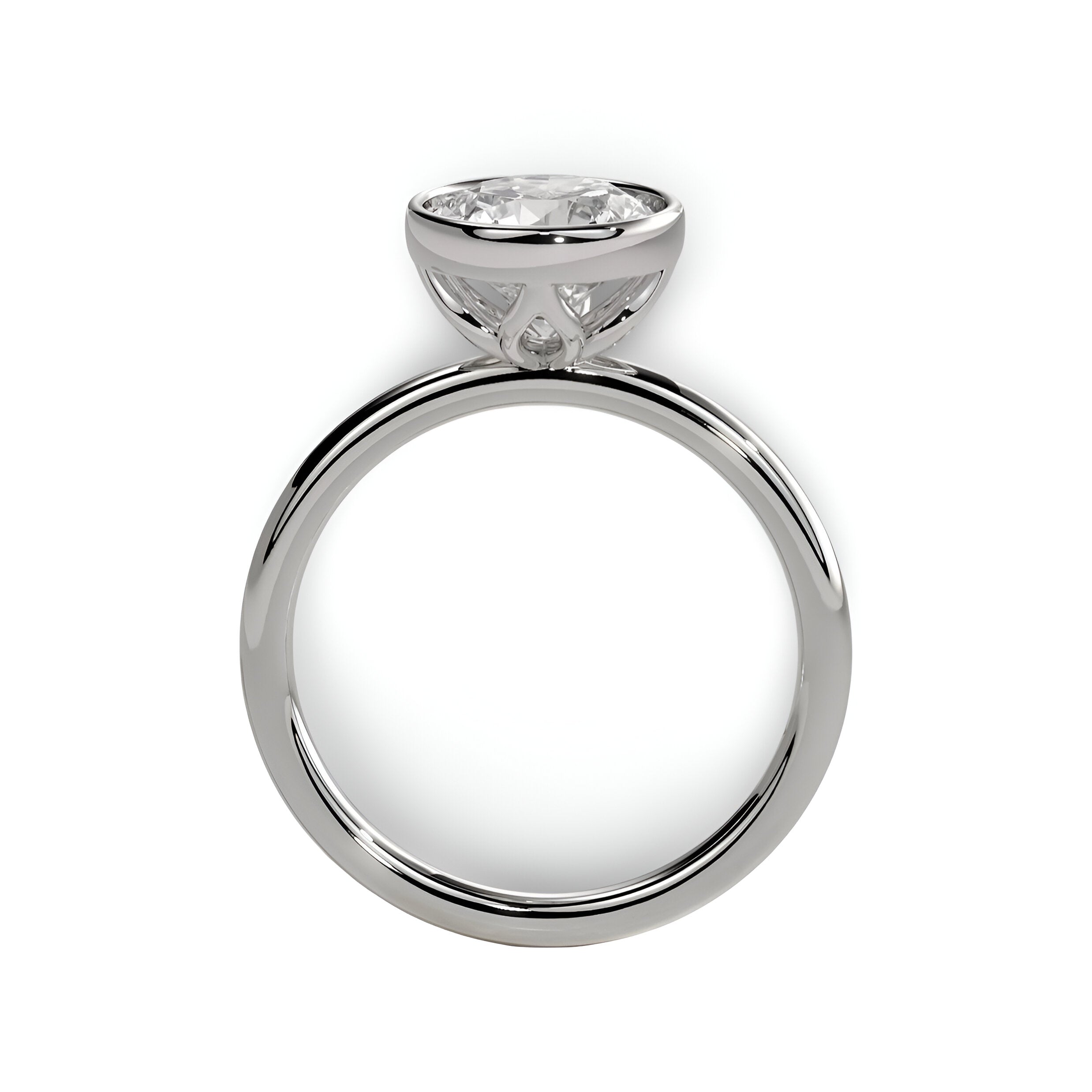 2.0ct Premium Round Brilliant Solitaire Ring – Bezel with Petal Prongs | Sterling Silver or White Gold