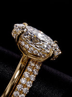 5.0CT Oval-Cut Moissanite · Hidden Halo Solitaire · Double-Row Pavé Band · Yellow Gold