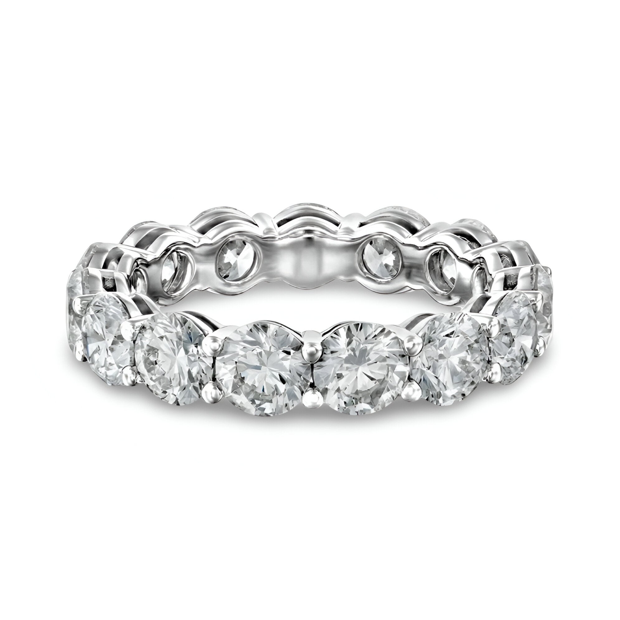 6.0ct Round Eternity Band | 6 mm Band | Sterling Silver / 9K & 14K White Gold