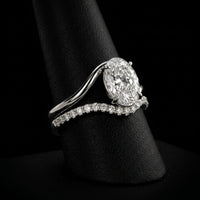 3.0ct Oval Cut Twisted Band Solitaire Ring - 9-18K White Gold