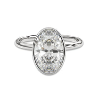 4.0 ct Oval Cut Moissanite Bezel Ring — Sterling Silver & White Gold