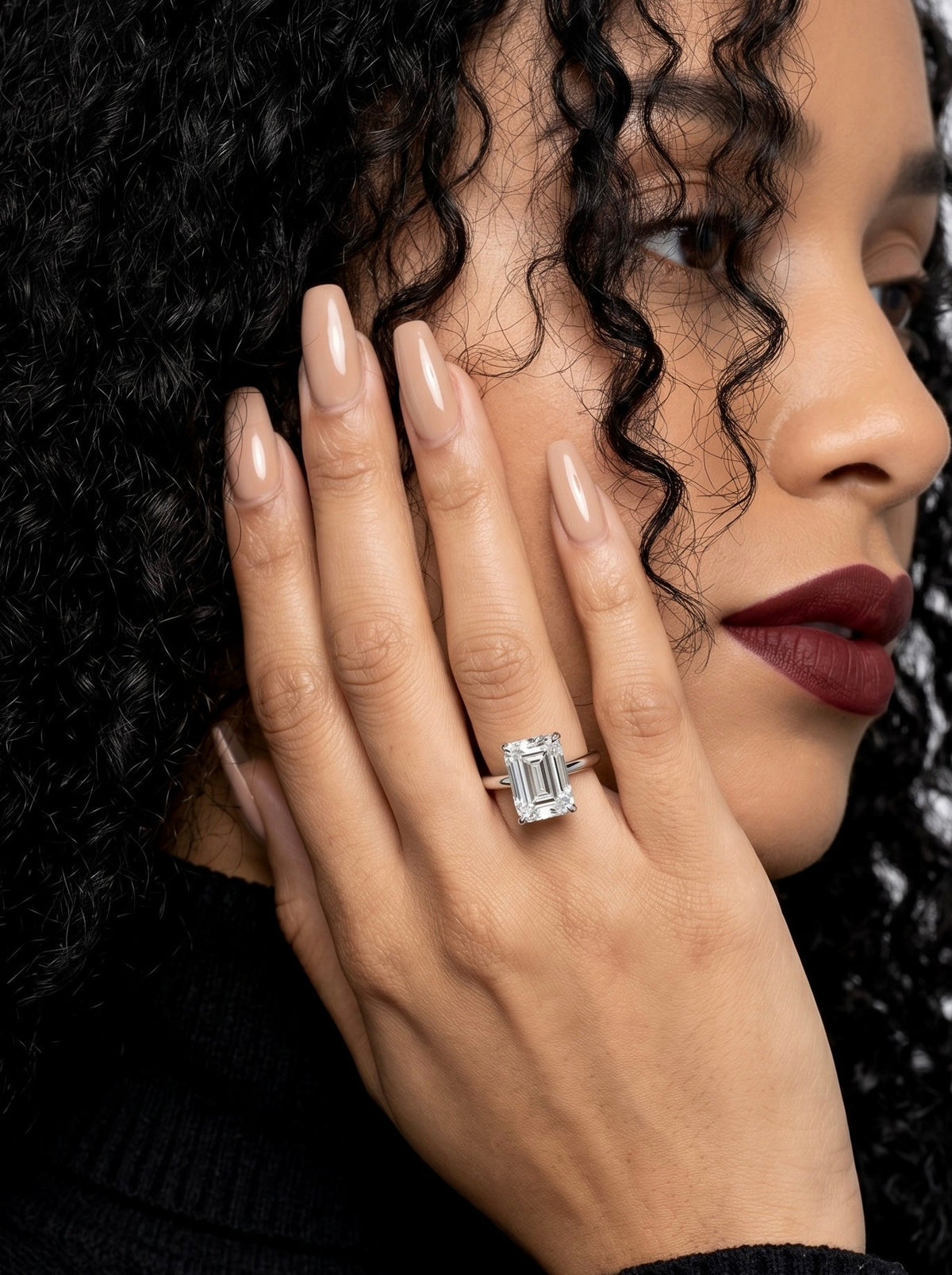 3.0ct Emerald Cut Hidden Halo Solitaire MG ESSENCE
