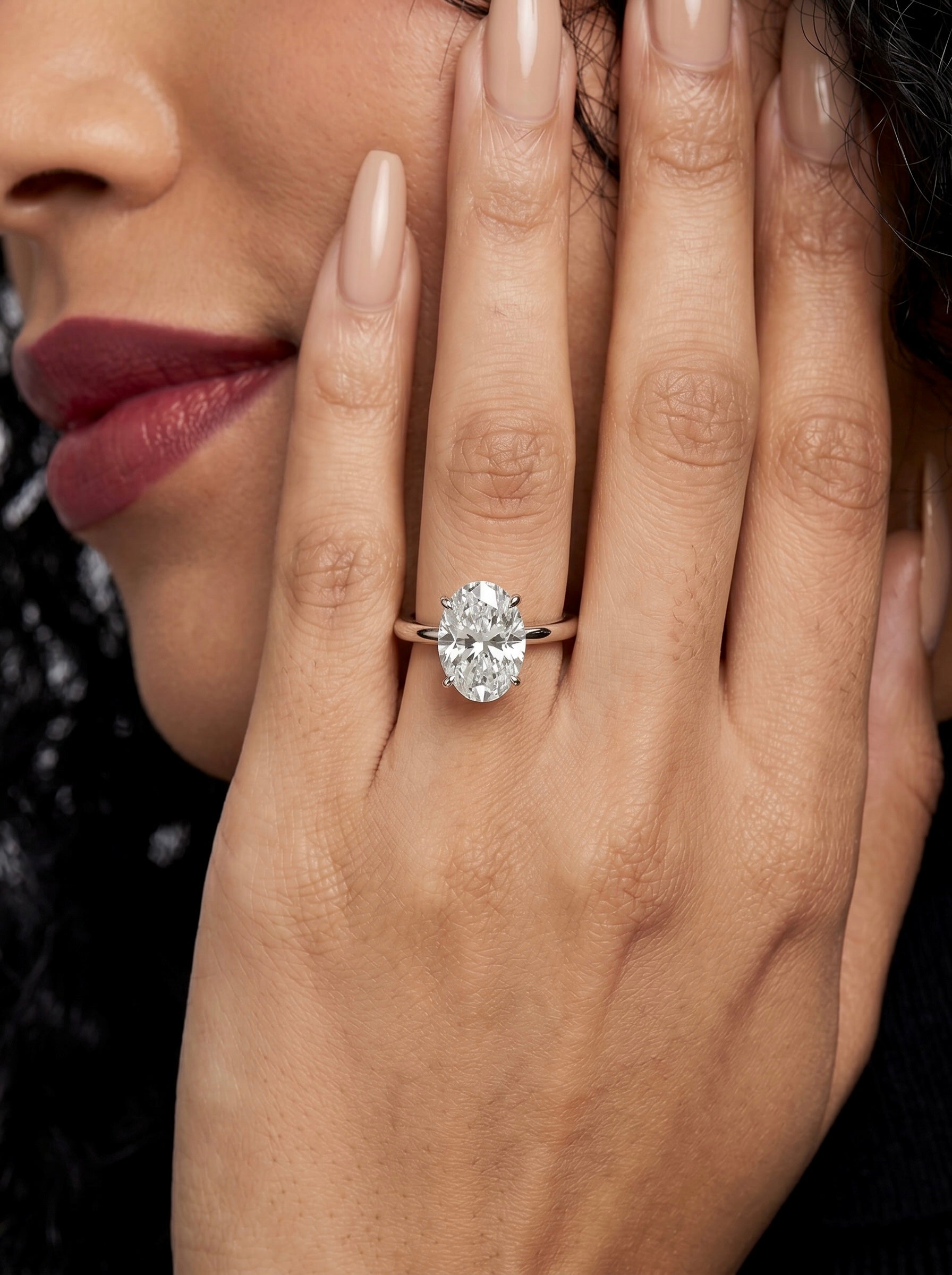 2.0ct Oval-Cut Hidden Halo Solitaire Ring
Four-Claw Setting · Sterling Silver to Solid White Gold