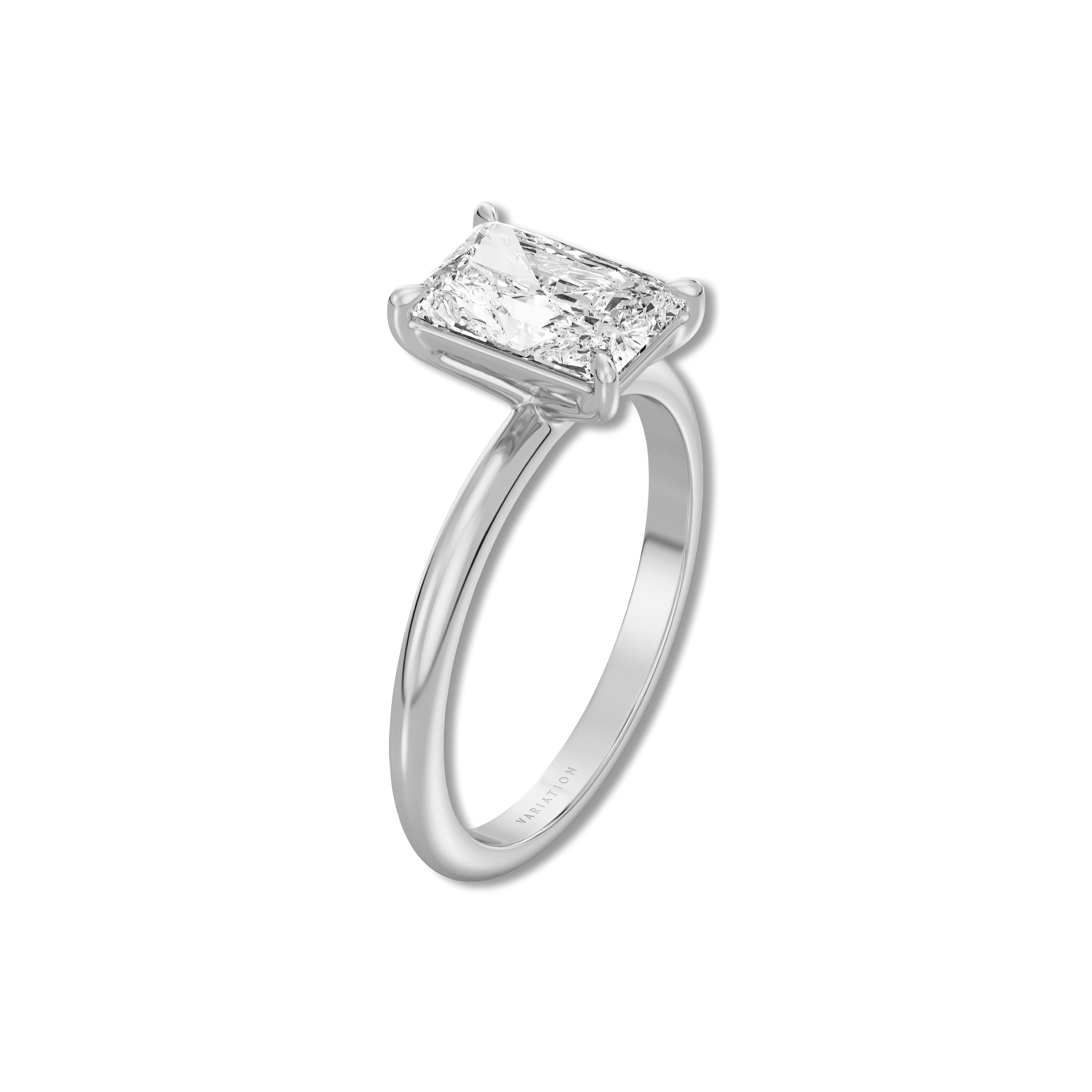 MG Radiant Aurora™ 3.0ct Radiant-Cut Solitaire Ring – Sterling Silver / White Gold (9ct & 14ct)