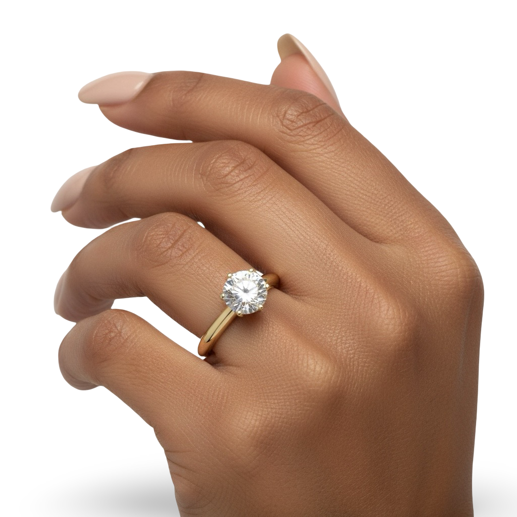 2.0ct Premium Round Brilliant Solitaire Ring – 6-Claw Tiffany Setting | 9K–18K Yellow Gold