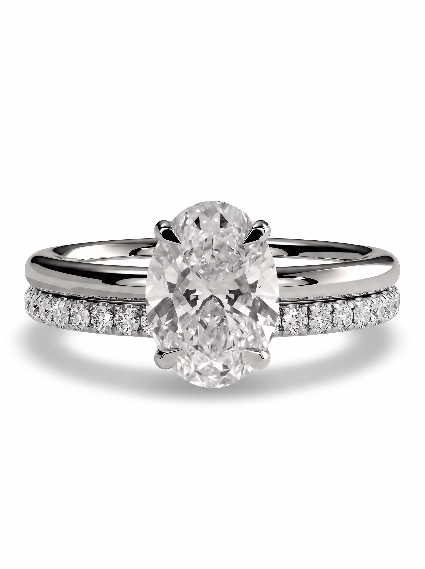 3.0CT Oval Cut Hidden Halo Bridal Set