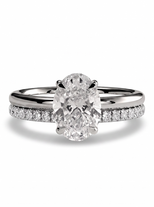3.0CT Oval Cut Hidden Halo Bridal Set MG ESSENCE