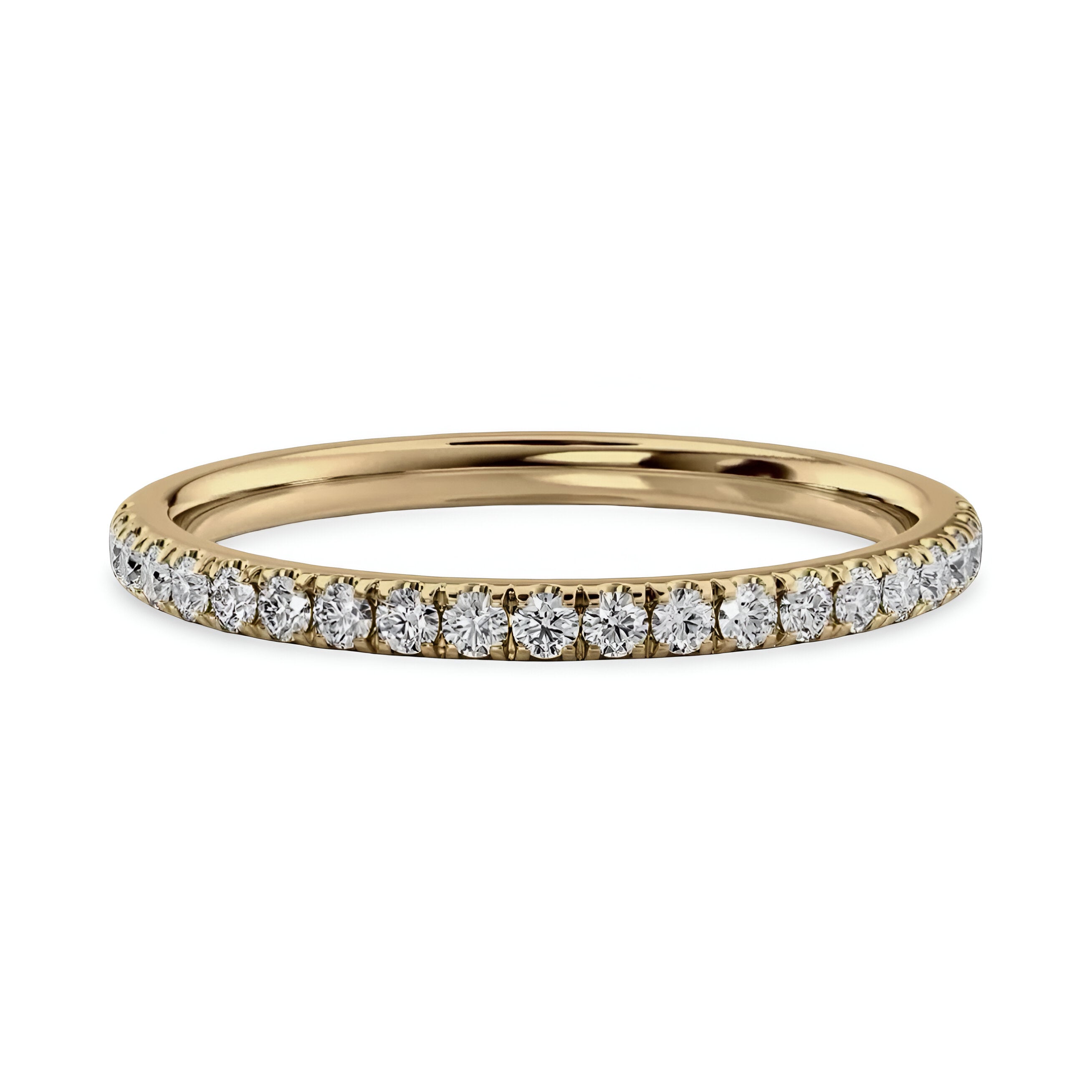 Round Brilliant Half Pavé Band – 0.10ct Stones | 9kt / 14kt Yellow Gold