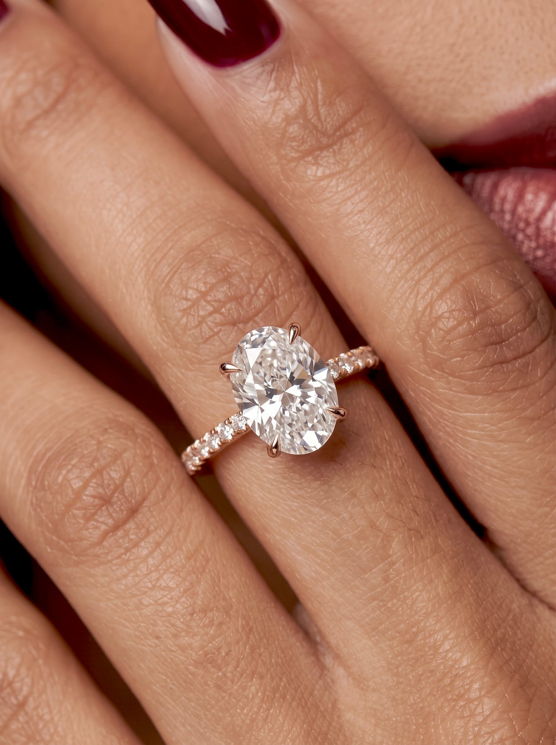 2.0CT Oval Cut Hidden Halo Pavé Engagement Ring - 9-18K Yellow Gold