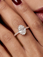 2.0CT Oval Cut Hidden Halo Pavé Engagement Ring - 9-18K Yellow Gold