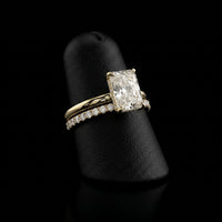 3.0ct Radiant Cut Low-Set Hidden Halo Solitaire Ring - 9K-18K Yellow Gold