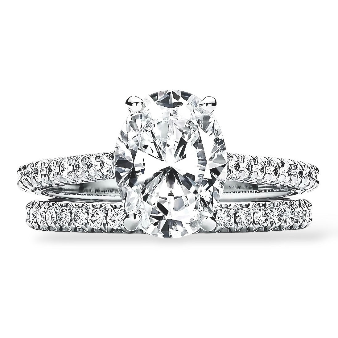 MG OLYSSIA®️ 3.0 CT OVAL CUT PRINCESS RING W/ PAVE BAND - MG ESSENCE
