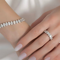 Full Eternity Oval Tennis Bracelet – Sterling Silver with Premium VVS1 Simulated Gemstones
