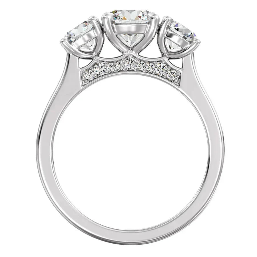 Three Stone Solitaire Silver Ring - MG ESSENCE