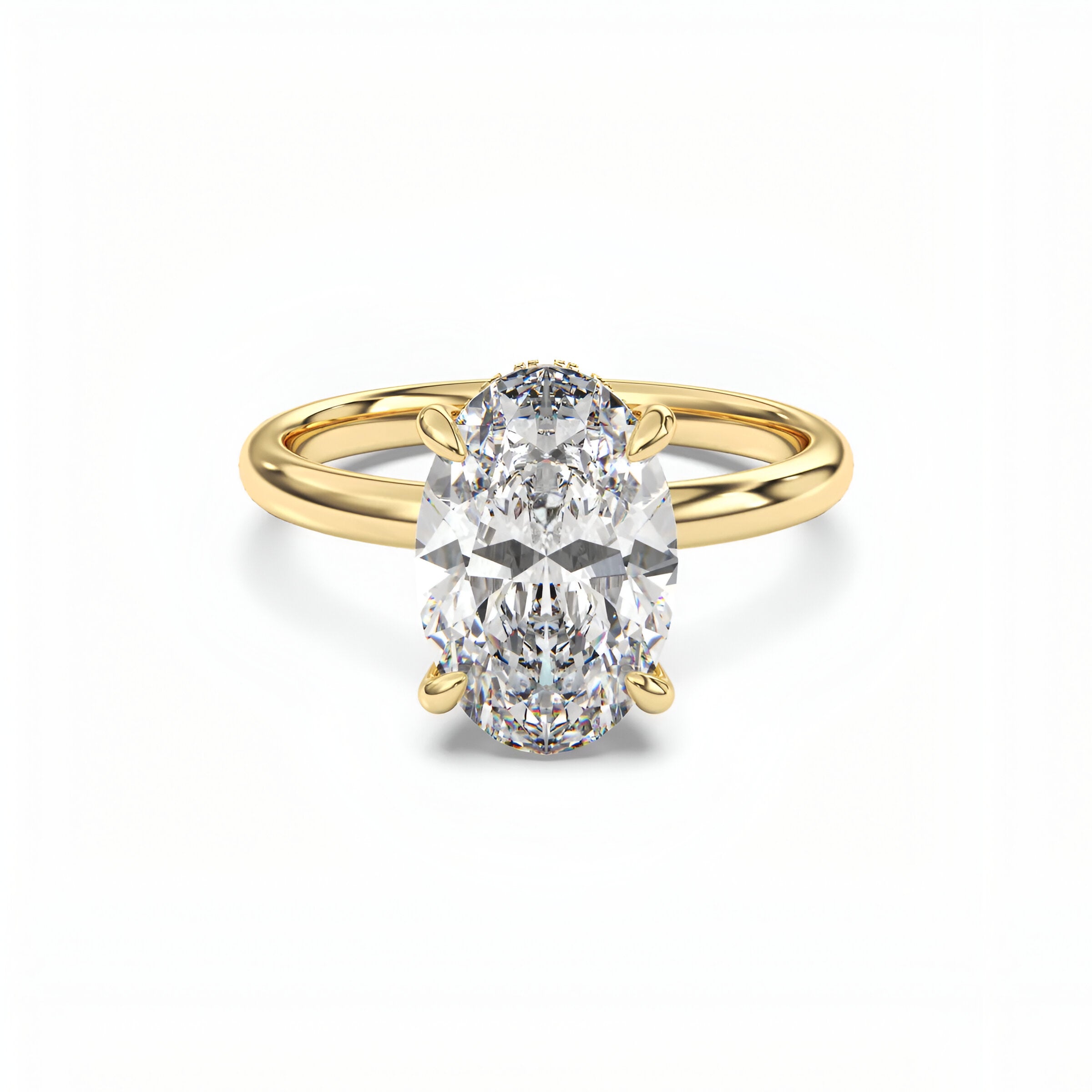 MG Celesté™️ 3.0ct Oval Hidden Halo Cathedral - 9ct & 14ct Yellow Gold