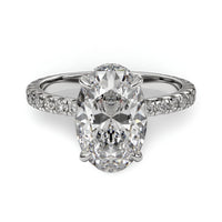 4.0ct Oval Brilliant Hidden Halo Pavé Engagement Ring - Sterling Silver & White Gold