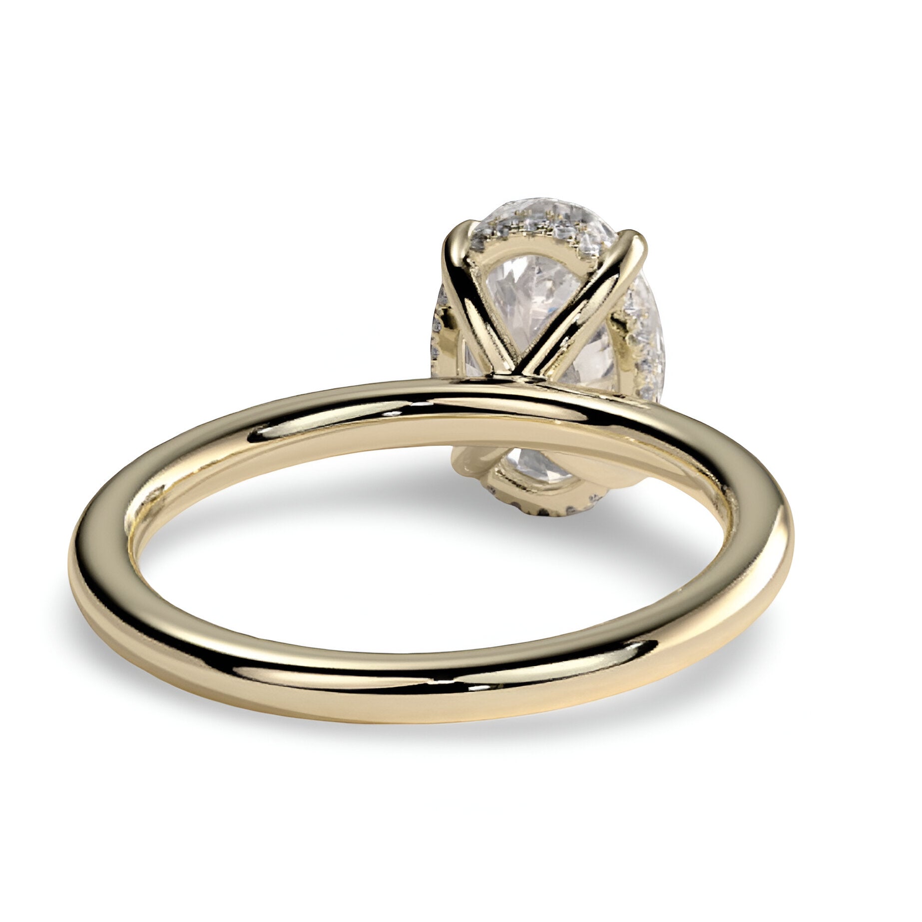 2.0ct Oval-Cut Hidden Halo Solitaire Ring
Four-Claw Setting · Solid Yellow Gold (9–18k)