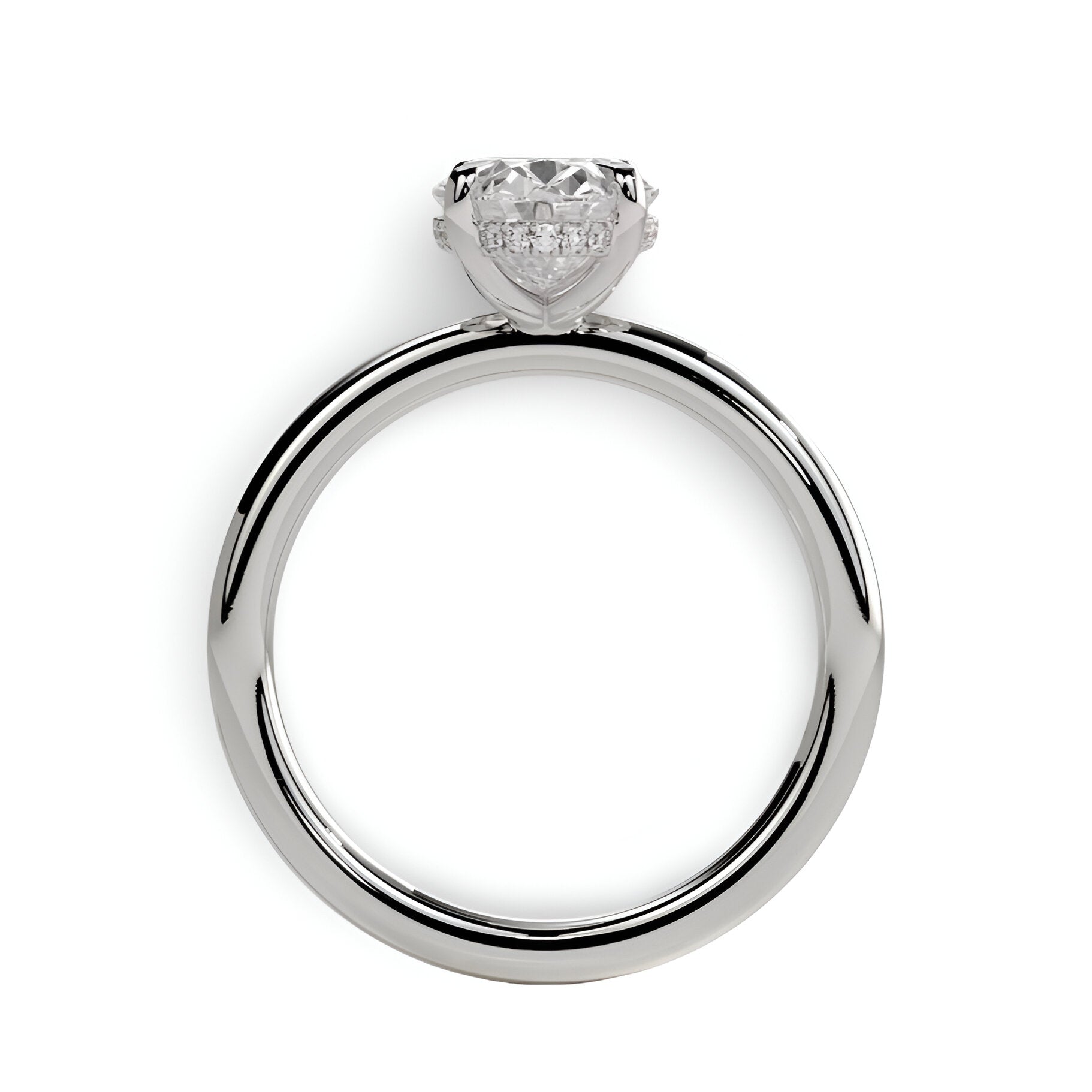 2.0ct Oval-Cut Hidden Halo Solitaire Ring
Four-Claw Setting · Sterling Silver to Solid White Gold