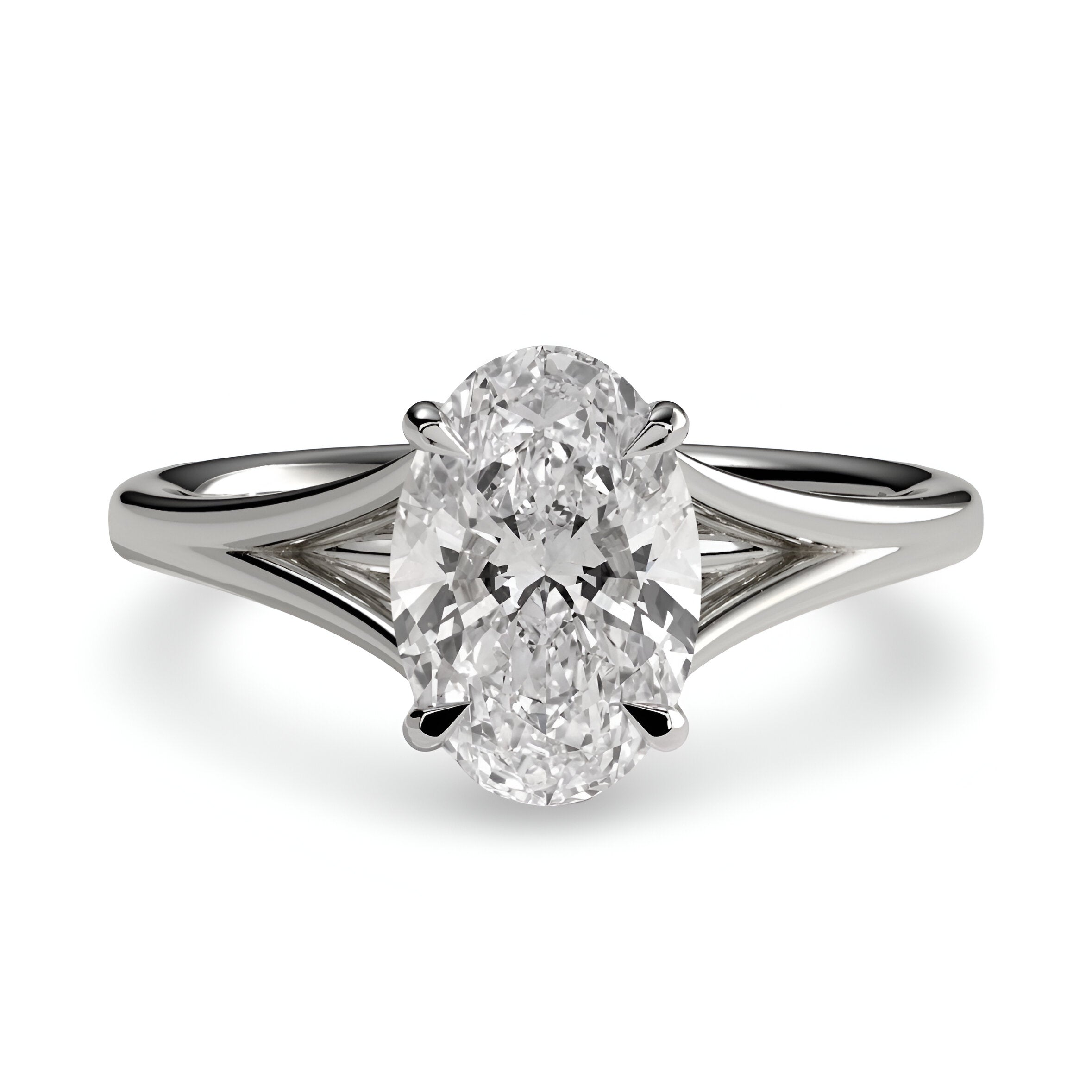 4.0ct Oval Cut Split-Shank Solitaire Ring
