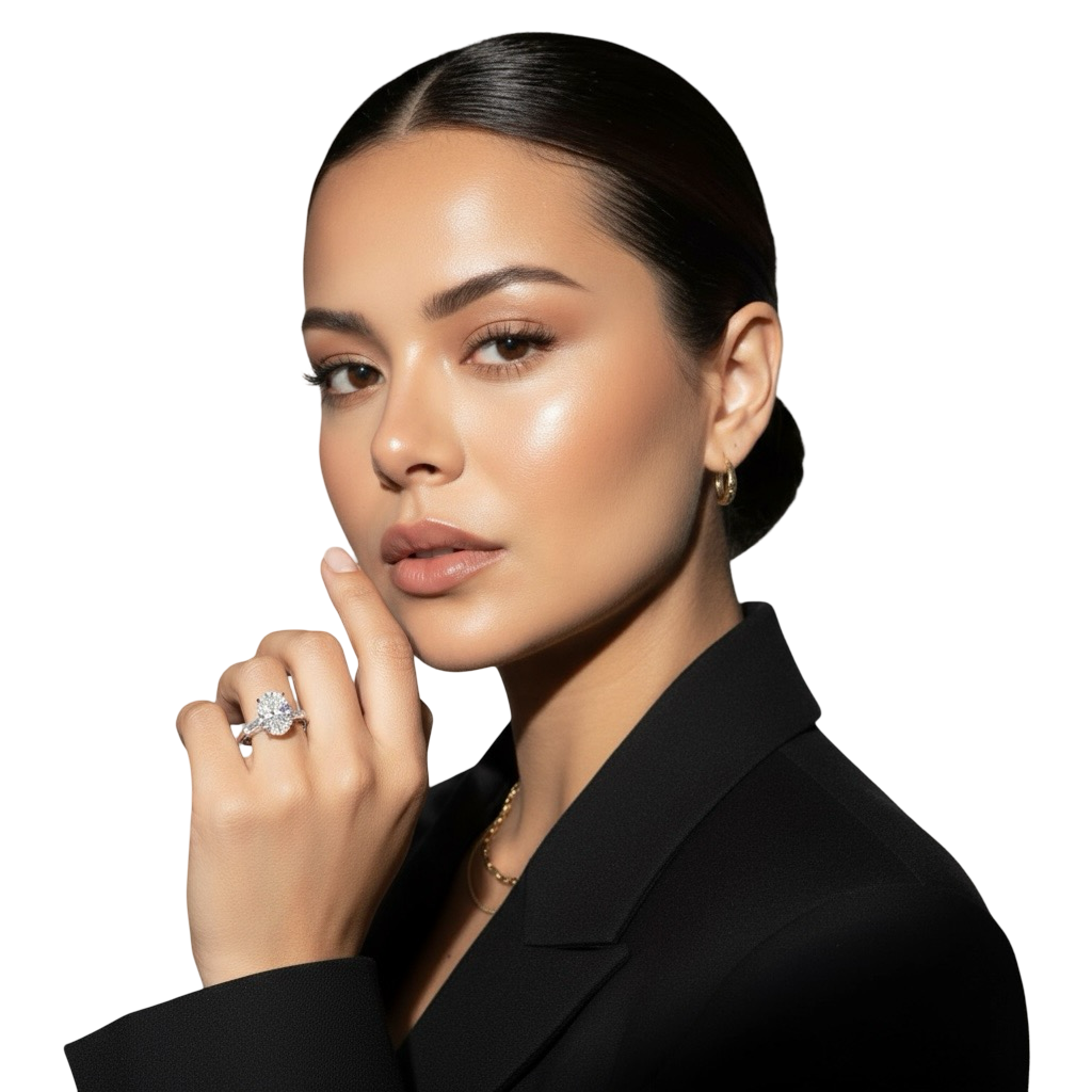 MG ELYSIA™️ 2.0ct Oval Cut with Emerald Side Stones