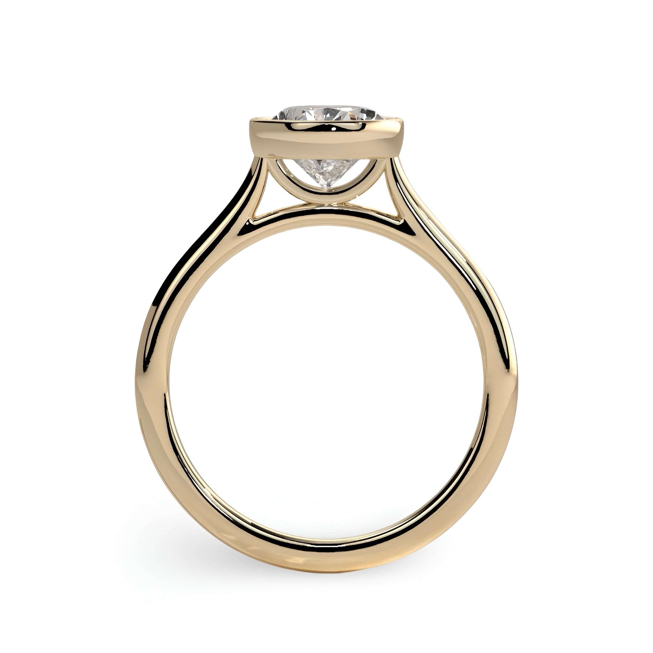 2.0ct Pear Cut Bezel Set Engagement Ring – 9K / 14K / 18K Yellow Gold