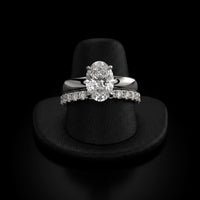 3.0ct Oval Cut Hidden Halo Solitaire – Sterling Silver & White Gold Edition