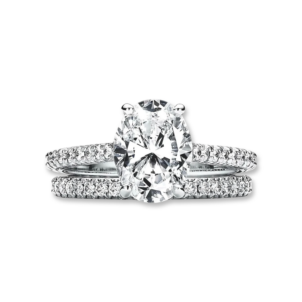2.0ct Oval Cut Pavé Ring with Additional Pavé Band MG ESSENCE